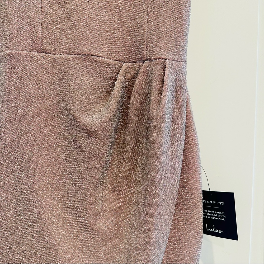 Lulus Forever Your Girl Metallic Blush Pink Bodycon Homecoming Dress Small NWT - Picture 7 of 10